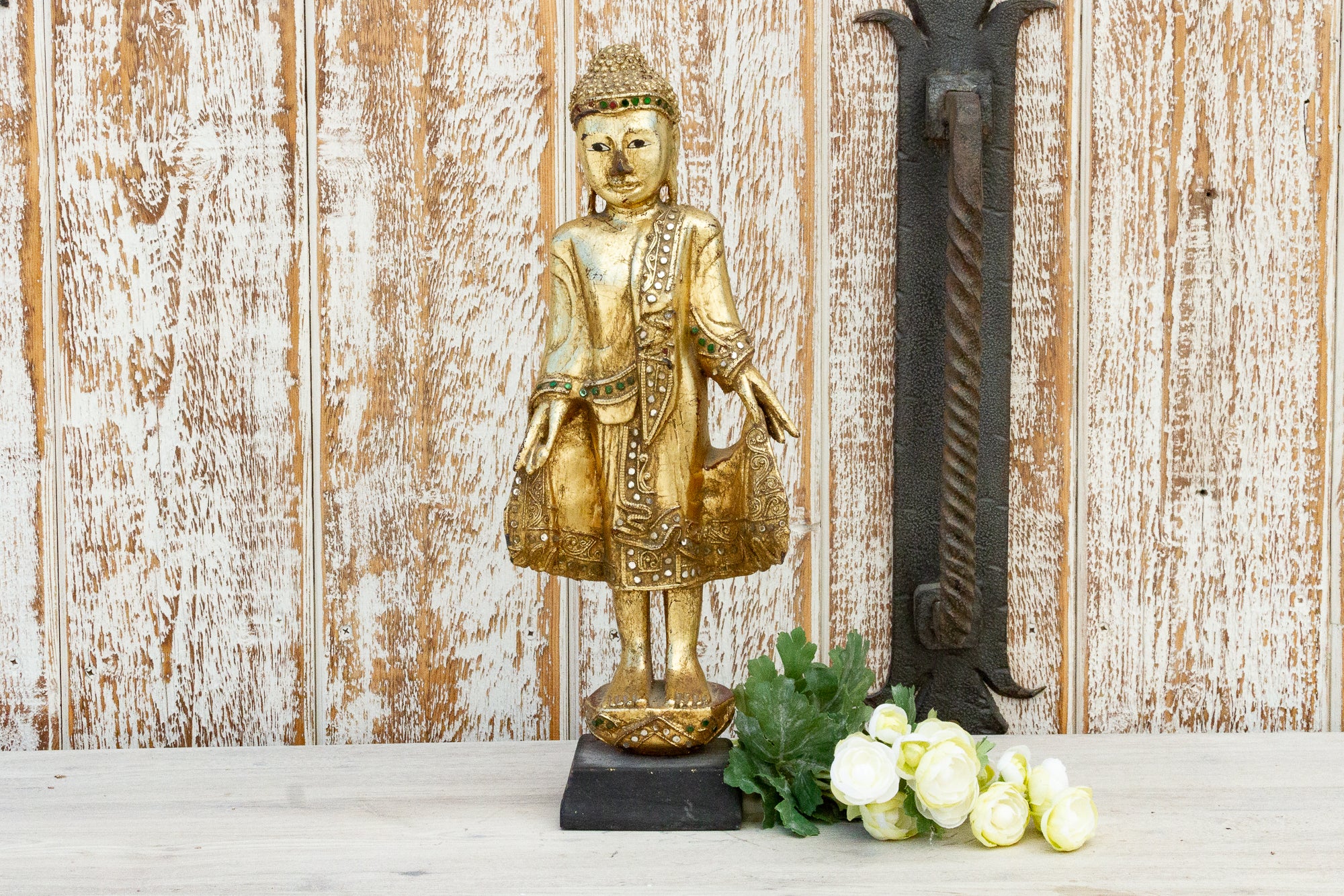 DE-COR | Ispirazione globale, Buddha birmano d'oro vintage Shwedogon