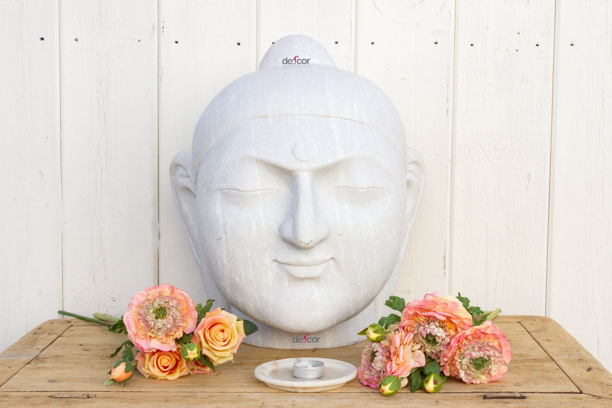DE-COR | Ispirazione globale, Figura di testa di Buddha bianco di dimensioni consistenti (commercio)