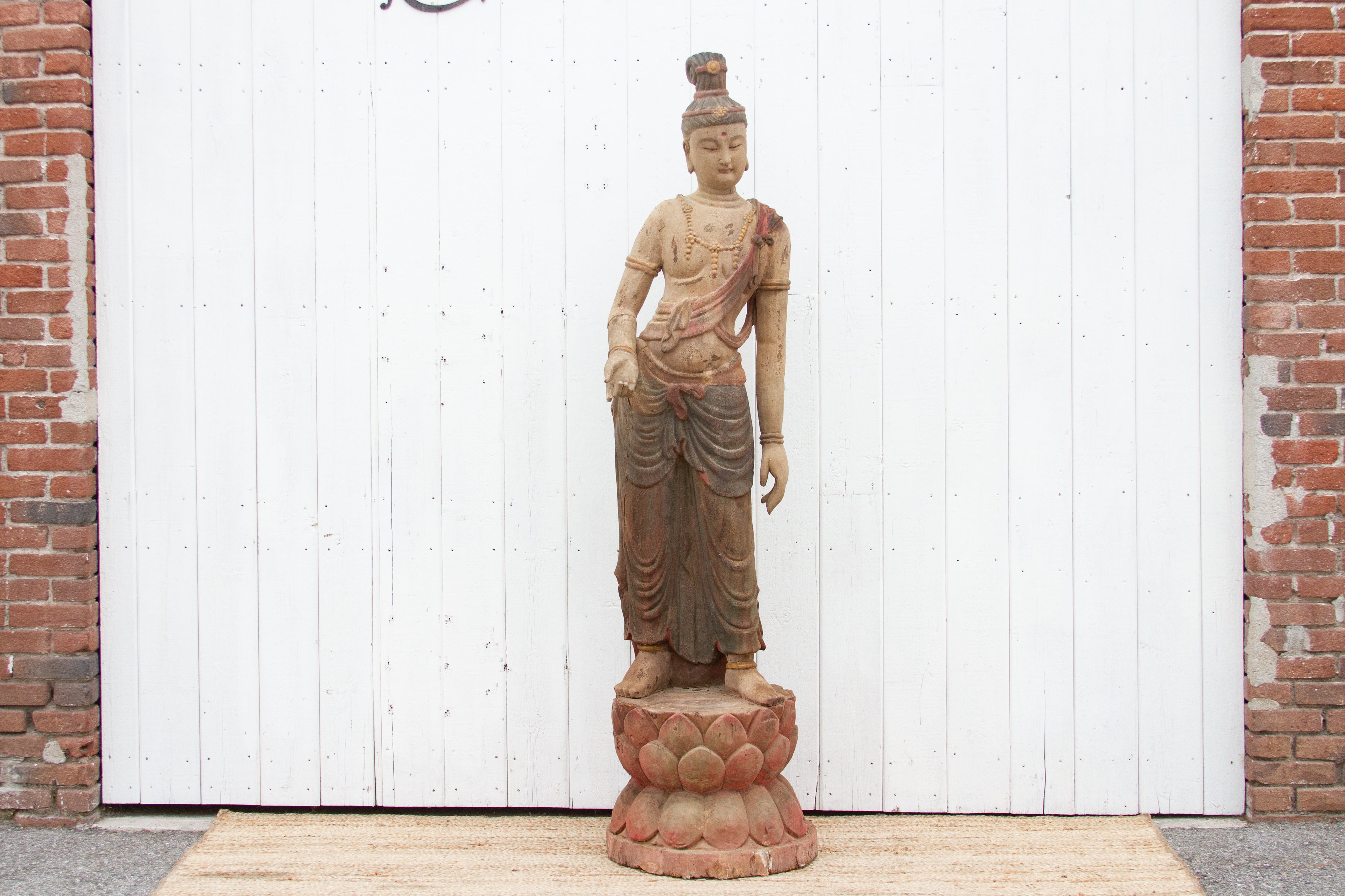 DE-COR | Ispirazione globale, Rara statua antica in piedi di Quan Yin