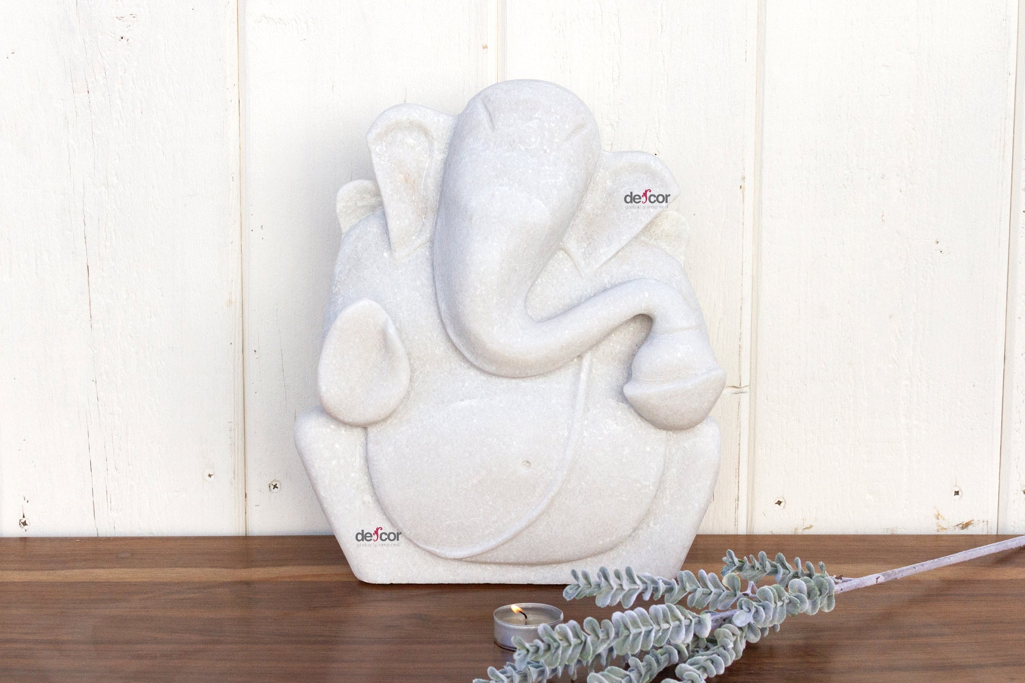 DE-COR | Ispirazione globale, Tabella Top Pure Marble Ganesh Figure (Commercio)