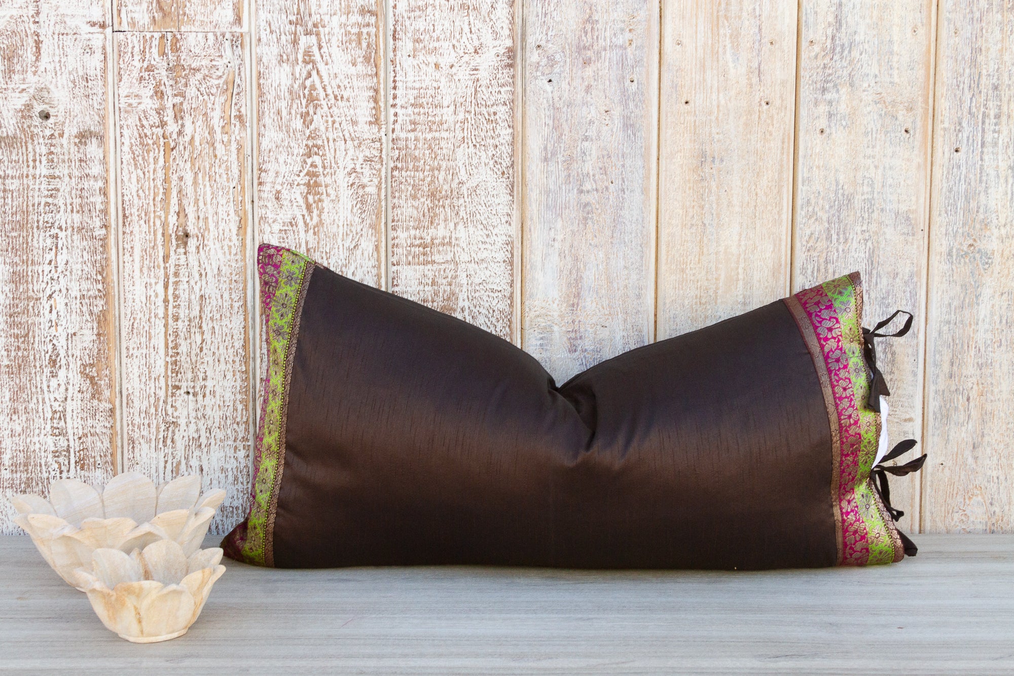 DE-COR | Ispirazione globale, Tamali, grande cuscino di seta indiano festivo per la regina, copricuscino per il lume