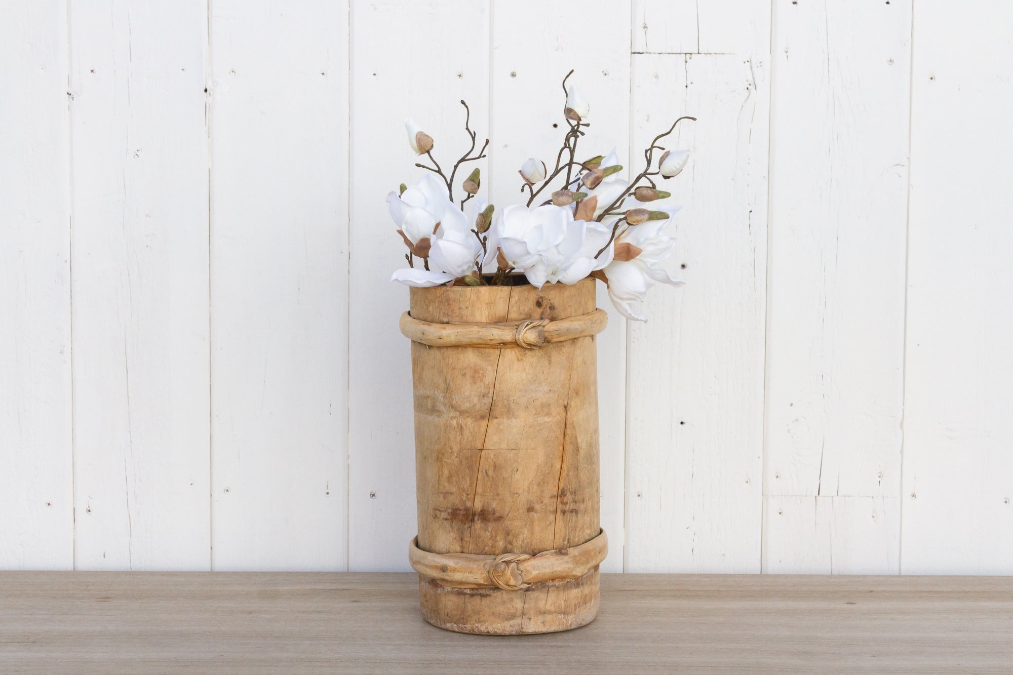 DE-COR | Ispirazione globale, Vaso alto in legno rustico e bambù (commercio)