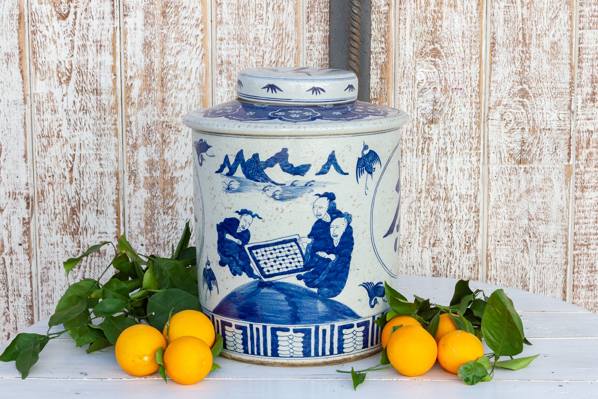 DE-COR | Ispirazione globale, Vaso cinese oversize per zenzero bianco e blu