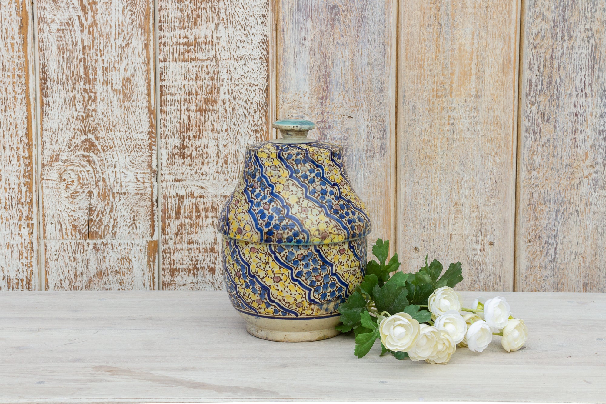 DE-COR | Ispirazione globale, Vaso marocchino in ceramica vintage con coperchio (commercio)