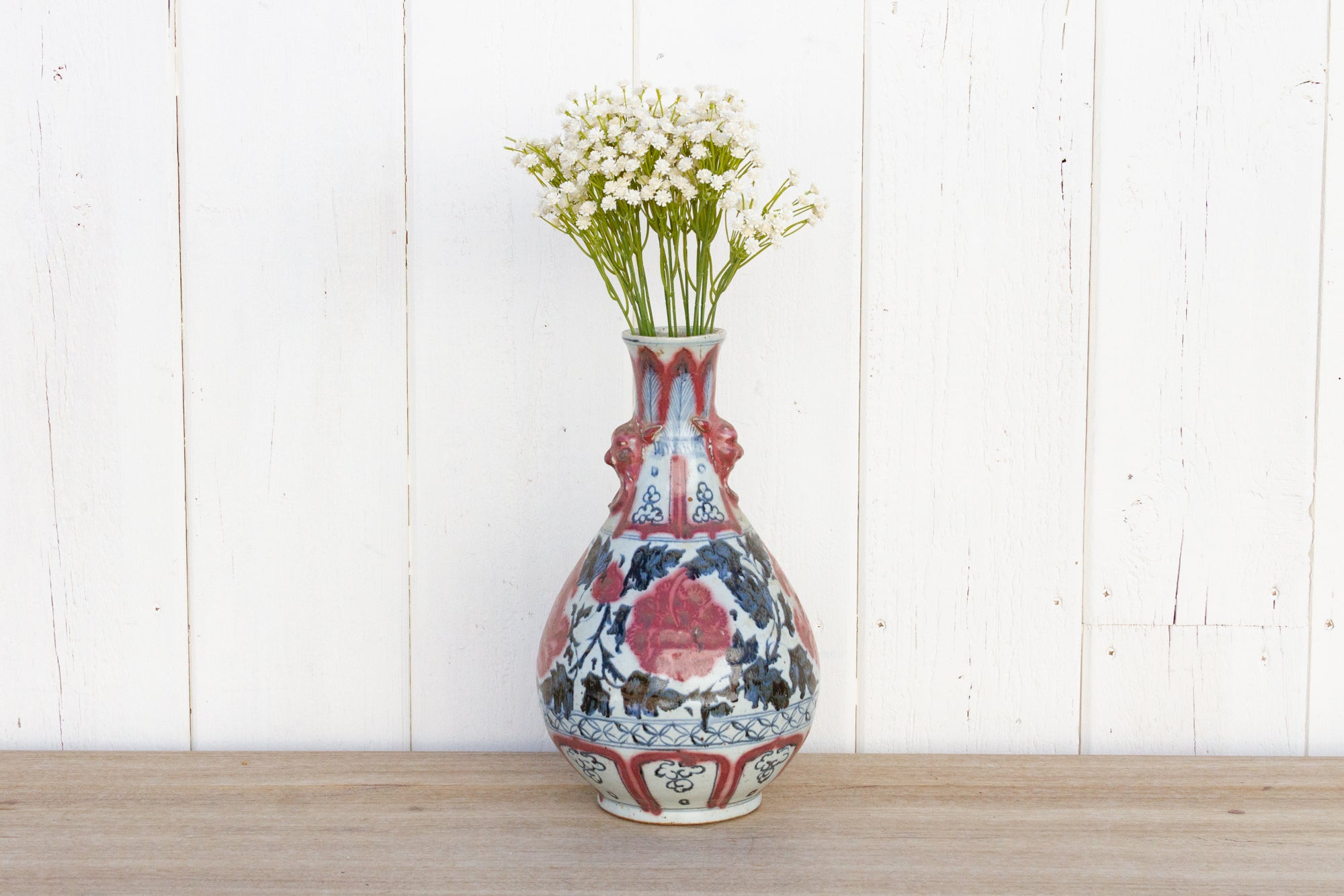 DE-COR | Ispirazione globale, Vaso vintage in ceramica blu e rossa